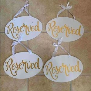 4 reserved seating hanging signs